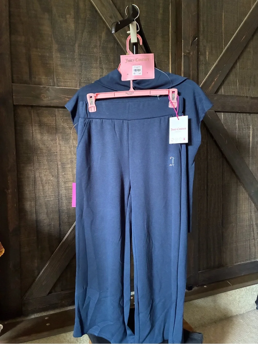 Juicy Couture Navy Short-Sleeve Zip Polo Top & Pants Set